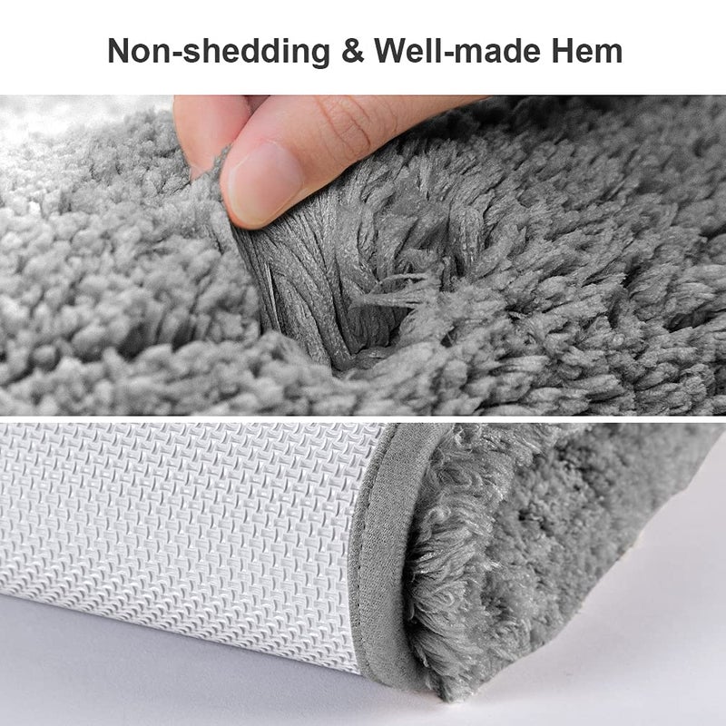 VANZAVANZU Bath Mats Non Slip Ultra Soft Absorbant Microfiber Fluffy Thick Bathroom Rugs Machine Washable (24"x36", Dark Gray) - Image 4